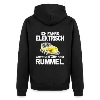 "I Drive Electric" Bumper Cars - Unisex Premium Organic Zip Hoodie - black - Back - Nico (187cm)