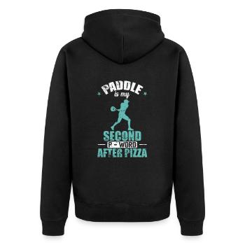 Paddle est mon deuxième mot en P après la pizza - Veste à capuche bio Premium Unisexe - noir - Dos - Nico (187cm)