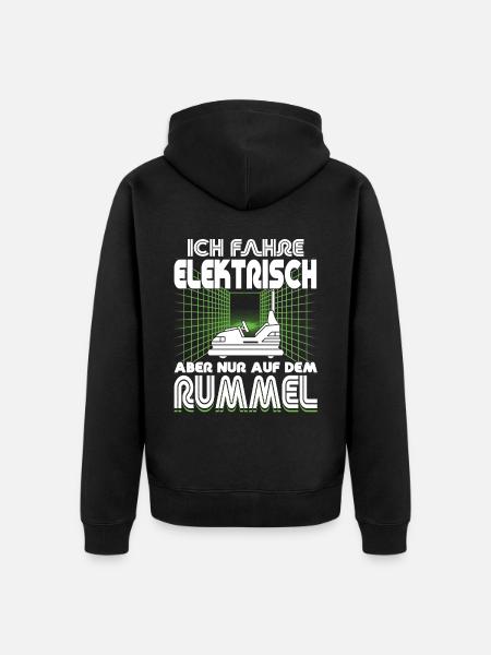 "Ich fahre Elektrisch" Autoscooter - Unisex Premium Bio Zip Hoodie - Schwarz