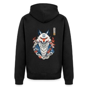 Kitsune Fox Spirit Aesthetic Yokai Japan Art - Unisex Premium Organic Zip Hoodie - black - Back - Nico (187cm)