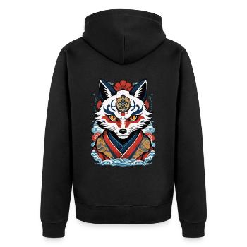 Kitsune Fox Spirit Aesthetic Yokai Japan Art - Unisex Premium Organic Zip Hoodie - black - Back - Nico (187cm)