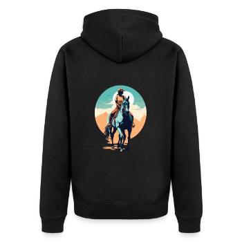Aesthetic Horses Iconic Design Riders - Unisex Premium Organic Zip Hoodie - black - Back - Nico (187cm)