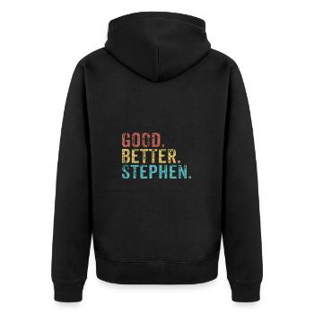 Cool guys are called stephen - Unisex Premium Organic Zip Hoodie - black - Back - Nico (187cm)