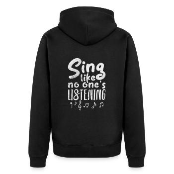 Sänger - Unisex Premium Bio Zip Hoodie - Schwarz - Hinten - Nico (187cm)