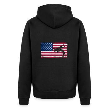 Wrestling - Unisex Premium Bio Zip Hoodie - Schwarz - Hinten - Nico (187cm)