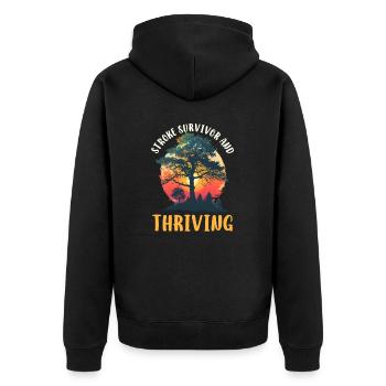 Stroke Survivor Stroke Survivor And Thriving - Unisex Premium Organic Zip Hoodie - black - Back - Nico (187cm)