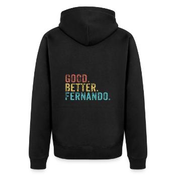 Cool guys are called fernando - Unisex Premium Bio Zip Hoodie - Schwarz - Hinten - Nico (187cm)