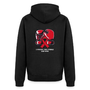 Schlaganfall-Überlebender kämpfte gegen den Schlaganfall und gewann - Unisex Premium Bio Zip Hoodie - Schwarz - Hinten - Nico (187cm)