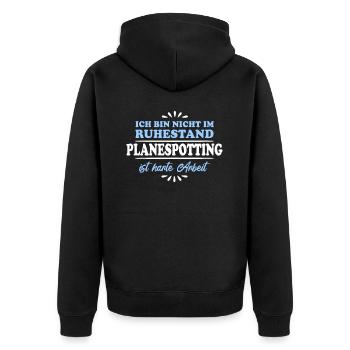 Ruhestand Rentner Pensioner Planespotter - Unisex Premium Bio Zip Hoodie - Schwarz - Hinten - Nico (187cm)