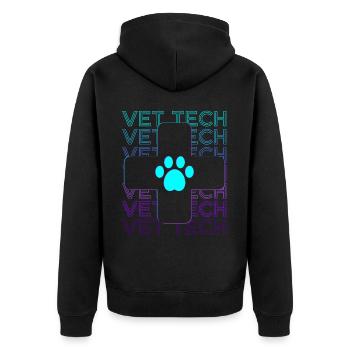 Vet Tech Technician Veterinarian Veterinarian Retro - Unisex Premium Organic Zip Hoodie - black - Back - Nico (187cm)