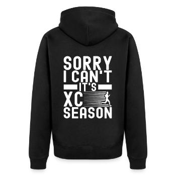 XC Running Lauf Läufer Cross Country - Unisex Premium Bio Zip Hoodie - Schwarz - Hinten - Nico (187cm)
