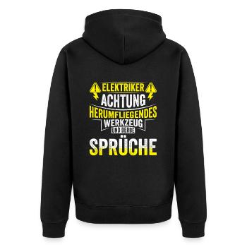 Elektriker Werkzeug - Unisex Premium Bio Zip Hoodie - Schwarz - Hinten - Nico (187cm)
