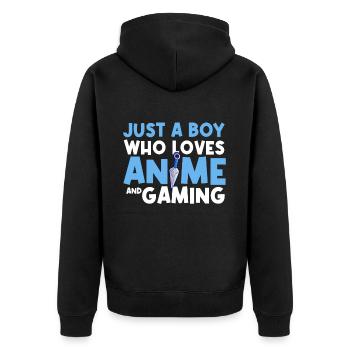 Anime Gaming Otaku Manga Kawaii Japan - Unisex Premium Organic Zip Hoodie - black - Back - Nico (187cm)