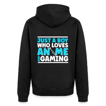 Anime Gaming Otaku Manga Kawaii Japan - Unisex Premium Organic Zip Hoodie - black - Back - Nico (187cm)