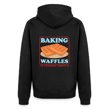 Waffles Waffle Waffle Lover Gift - Unisex Premium Organic Zip Hoodie - black - Back - Nico (187cm)