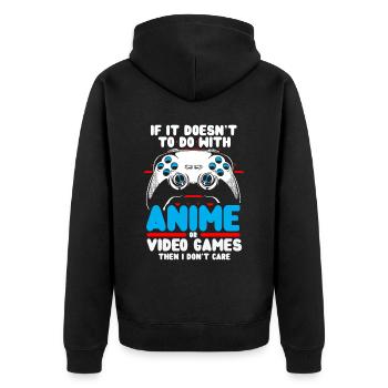 Anime Gaming Otaku Manga Kawaii Japan - Unisex Premium Organic Zip Hoodie - black - Back - Nico (187cm)