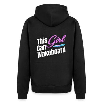 Dieses Mädchen Kann Wakeboarden, Bootfahren, - Unisex Premium Bio Zip Hoodie - Schwarz - Hinten - Nico (187cm)