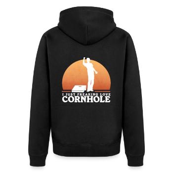 Cornhole Player Blind Hole Bean Bag cadeau - Veste à capuche bio Premium Unisexe - noir - Dos - Nico (187cm)
