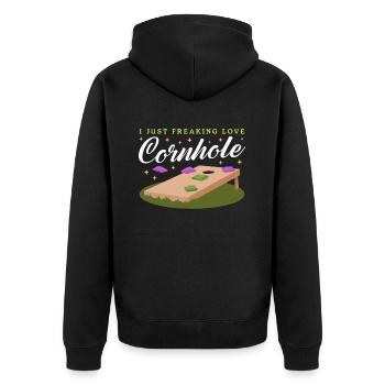 Cornhole joueur Bean Bag Blind Hole cadeau - Veste à capuche bio Premium Unisexe - noir - Dos - Nico (187cm)