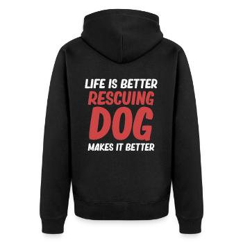 La vie est meilleure pour sauver les chiens, faites-le - Veste à capuche bio Premium Unisexe - noir - Dos - Nico (187cm)