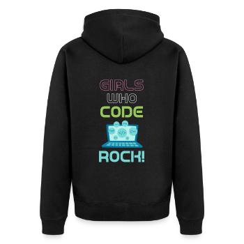 Mädels, Die Programmieren, Rocken! Programmierer, - Unisex Premium Bio Zip Hoodie - Schwarz - Hinten - Nico (187cm)
