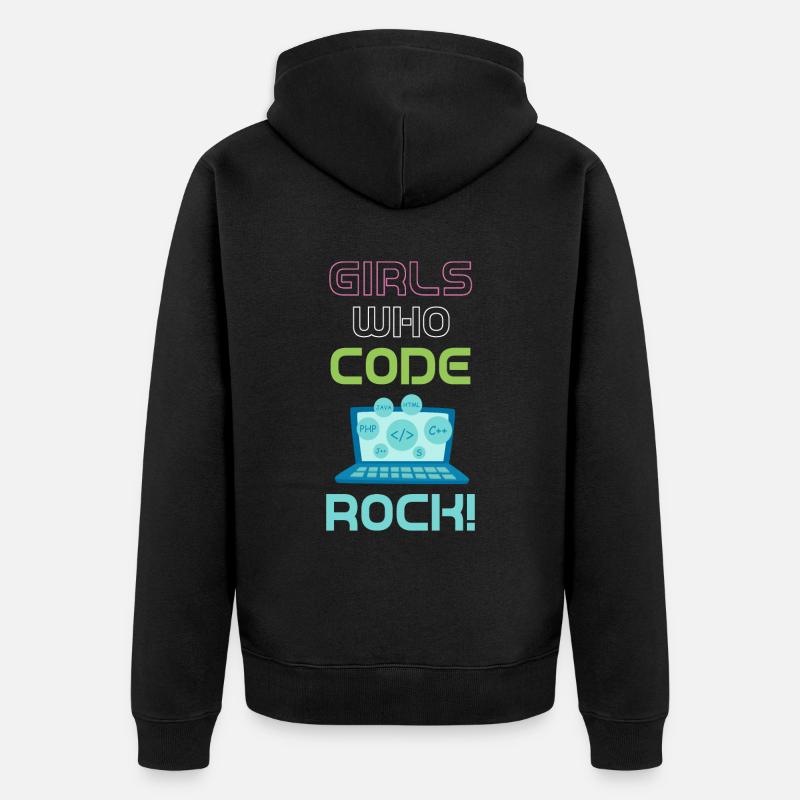 Mädels, Die Programmieren, Rocken! Programmierer, - Unisex Premium Bio Zip Hoodie - Schwarz