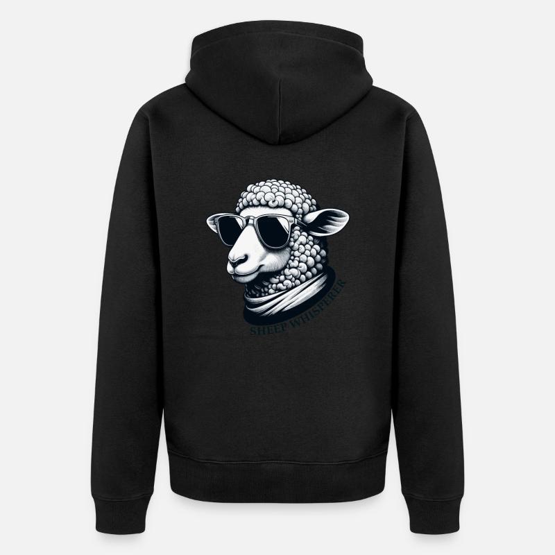 Schafsflüsterer Schaf - Unisex Premium Bio Zip Hoodie - Schwarz