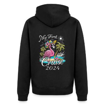 My First Cruise 2024 - Unisex Premium Bio Zip Hoodie - Schwarz - Hinten - Nico (187cm)