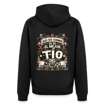 This is what the best guy in the world looks like - Unisex Premium Organic Zip Hoodie - black - Back - Nico (187cm)