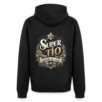 Super Uncle Deluxe Edition - Unisex Premium Organic Zip Hoodie - black - Back - Nico (187cm)