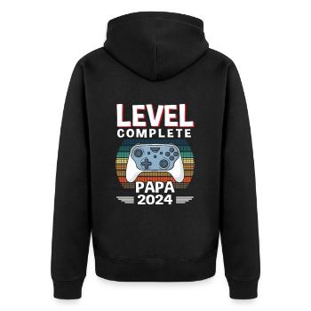 Level Complete Dad 2024 - Unisex Premium Organic Zip Hoodie - black - Back - Nico (187cm)