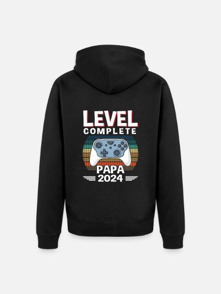 Level Complete Dad 2024 - Unisex Premium Organic Zip Hoodie - black
