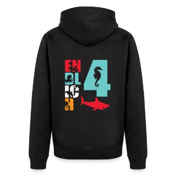 Enfin 4 poissons-requins - Veste à capuche bio Premium Unisexe - noir - Dos - Nico (187cm)
