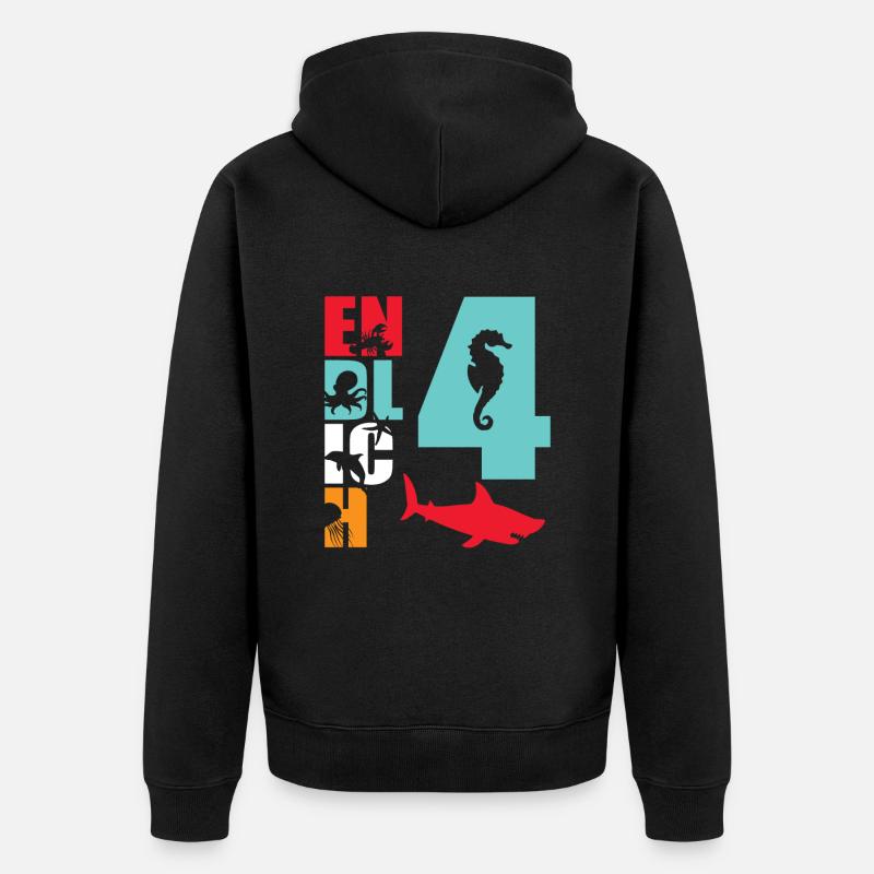 Enfin 4 poissons-requins - Veste à capuche bio Premium Unisexe - noir
