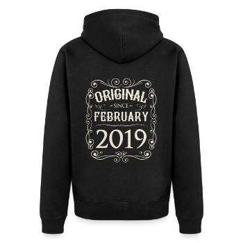 Vintage - Original since February 2019 Birthday - Unisex Premium Organic Zip Hoodie - black - Back - Nico (187cm)