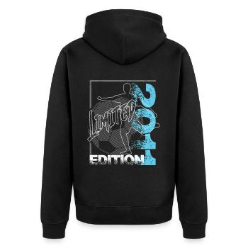 Limited Edition 2011 Limited Edition Fußball - Unisex Premium Bio Zip Hoodie - Schwarz - Hinten - Nico (187cm)