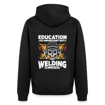 Welder Welding - Unisex Premium Organic Zip Hoodie - black - Back - Nico (187cm)