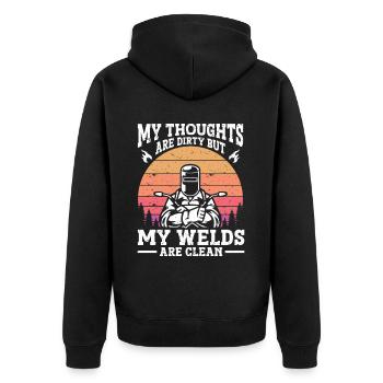 Schweißer Schweißen - Unisex Premium Bio Zip Hoodie - Schwarz - Hinten - Nico (187cm)