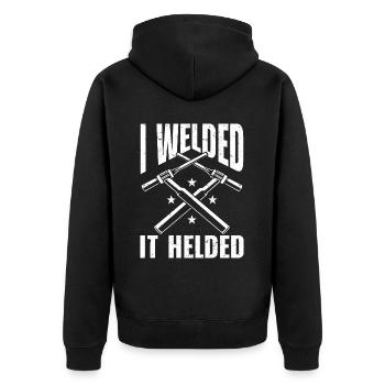 Schweißer Schweißen - Unisex Premium Bio Zip Hoodie - Schwarz - Hinten - Nico (187cm)