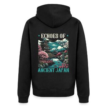 Feudales Japan Kultur Japanische Kanji Geschichte - Unisex Premium Bio Zip Hoodie - Schwarz - Hinten - Nico (187cm)