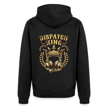Notruf Leitstelle Einsatzzentrale - Unisex Premium Bio Zip Hoodie - Schwarz - Hinten - Nico (187cm)