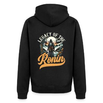 Feudales Japan Kultur Japanische Kanji Geschichte - Unisex Premium Bio Zip Hoodie - Schwarz - Hinten - Nico (187cm)
