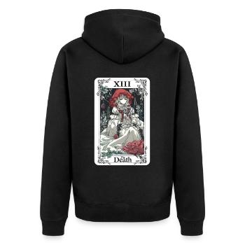 Tarotkarte Hexerei Okkult Anime Goth - Unisex Premium Bio Zip Hoodie - Schwarz - Hinten - Nico (187cm)
