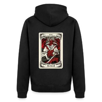 Tarotkarte Hexerei Okkult Anime Goth - Unisex Premium Bio Zip Hoodie - Schwarz - Hinten - Nico (187cm)