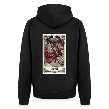 Tarotkarte Hexerei Okkult Anime Goth - Unisex Premium Bio Zip Hoodie - Schwarz - Hinten - Nico (187cm)