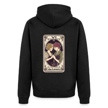 Tarotkarte Hexerei Okkult Anime Goth - Unisex Premium Bio Zip Hoodie - Schwarz - Hinten - Nico (187cm)