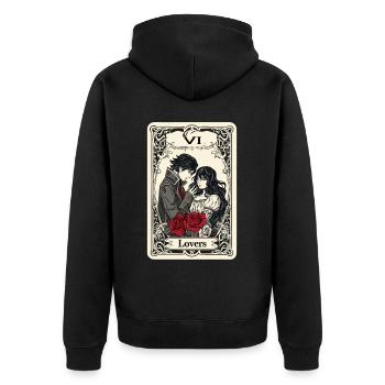 Tarotkarte Hexerei Okkult Anime Goth - Unisex Premium Bio Zip Hoodie - Schwarz - Hinten - Nico (187cm)
