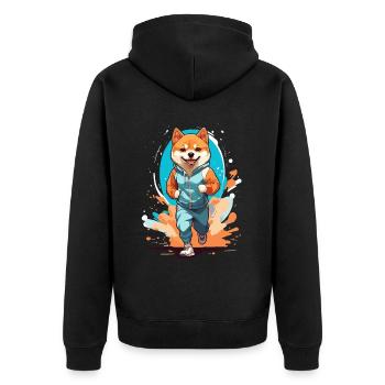 Shiba Dog Streetwear Jogging Style Esthétique - Veste à capuche bio Premium Unisexe - noir - Dos - Nico (187cm)