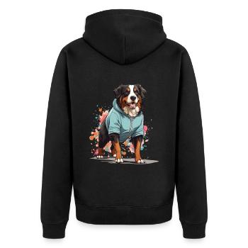 Border Collie Streetwear Jogging Style Esthétique - Veste à capuche bio Premium Unisexe - noir - Dos - Nico (187cm)