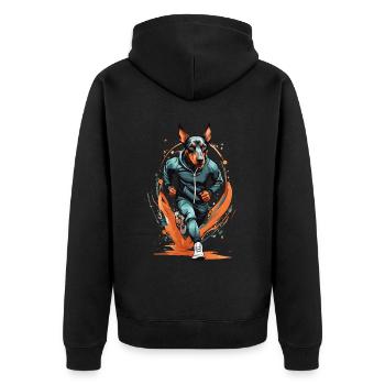 Doberman dog streetwear jogging aesthetic - Unisex Premium Organic Zip Hoodie - black - Back - Nico (187cm)